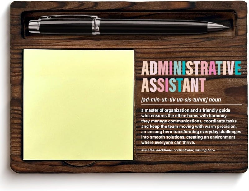 QODMGD Administrative Assistant Gifts for Women, Appreciation Gifts for Admin Assistants Secretary, Administrative Assistant Definition Sticky Note Holder for Office Desk Decor - Image 1